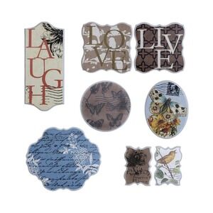 Elements‎ Tea Garden Wall Plaque Set of 8 Love Butterfly Floral Cottagecore VTG